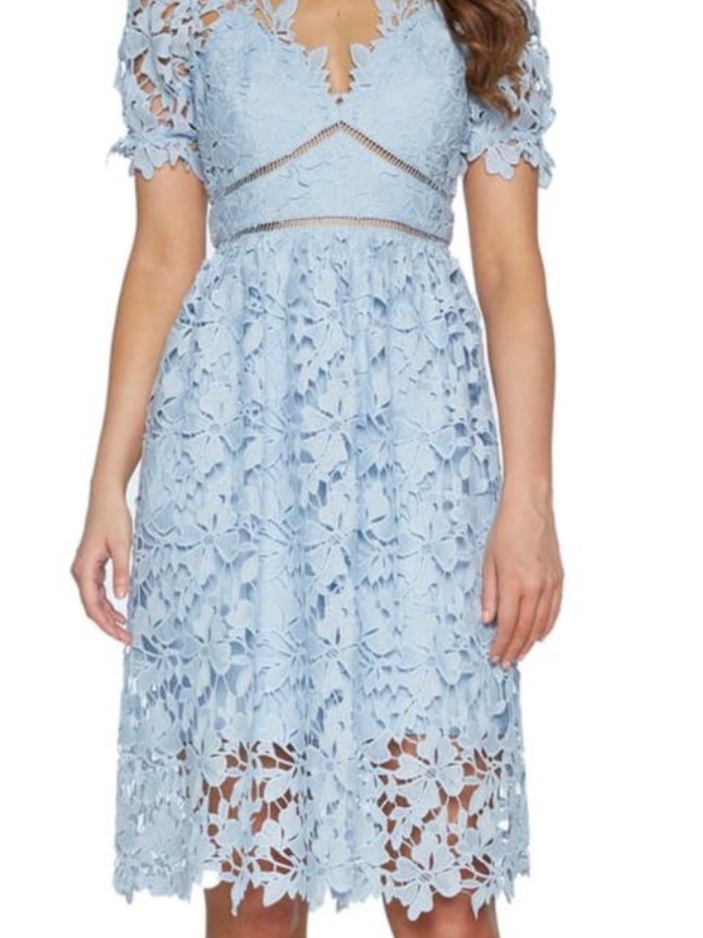 Bardot Pale Blue Floral Lace Midi Dress